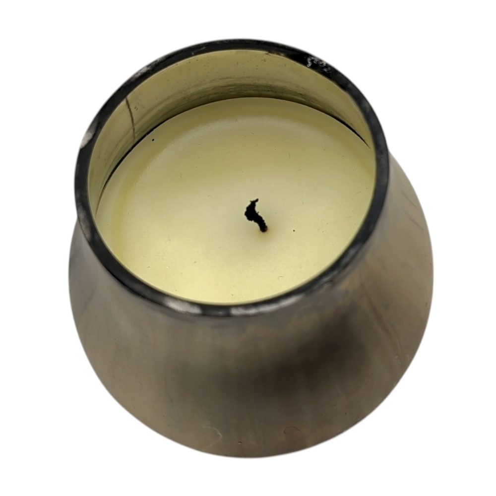 Anthropologie Mushroom Candle Woody Leather & Leaves Glass Green Silver 4x6 inch - Picture 5 of 12